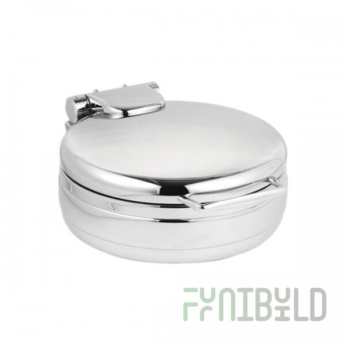 Eastern Tabletop 3998 Jazz Rock 6 Qt. Stainless Steel Round Induction Chafer with Hinged Dome Cover