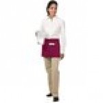 Chef Revival Burgundy Poly-Cotton Customizable Waist Apron with 3 Pockets - 12