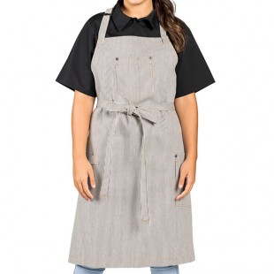 Uncommon Chef 3112 Ribbon Customizable 100% Cotton Denim Evolution Bib Apron with Towel Loop and 2 Pockets - 34