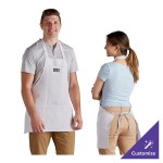 Choice White Customizable Poly-Cotton Front of House Bib Apron with 3 Pockets - 25 Choice White Customizable Poly-Cotton Front of House Bib Apron with 3 Pockets - 25