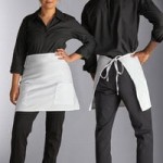 Choice White Customizable Poly-Cotton Front of House Bib Apron with 3 Pockets - 25 Choice White Customizable Poly-Cotton Front of House Bib Apron with 3 Pockets - 25