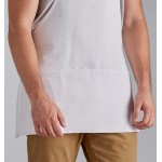 Choice White Customizable Poly-Cotton Front of House Bib Apron with 3 Pockets - 25 Choice White Customizable Poly-Cotton Front of House Bib Apron with 3 Pockets - 25