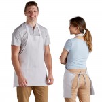 Choice White Customizable Poly-Cotton Front of House Bib Apron with 3 Pockets - 25 Choice White Customizable Poly-Cotton Front of House Bib Apron with 3 Pockets - 25