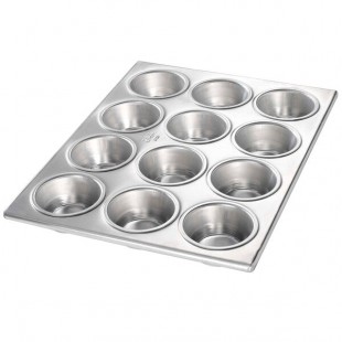 Chicago Metallic 46125 12 Cup 3.8 oz. Glazed Aluminum Muffin Pan - 10 3/4