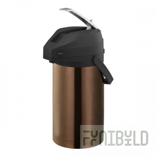 Service Ideas Color-Me-SVAC 3 Liter Stainless Steel Lined Rose Gold Airpot with Lever and Black Top CTAL30BLRG