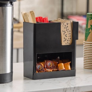 Choice Black 4-Section Countertop Cup, Lid and Straw Organizer