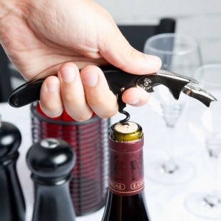 Franmara 3191-01 Two-Lever Waiter's Corkscrew with Black Handle
