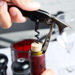 Franmara 3191-01 Two-Lever Waiter's Corkscrew with Black Handle