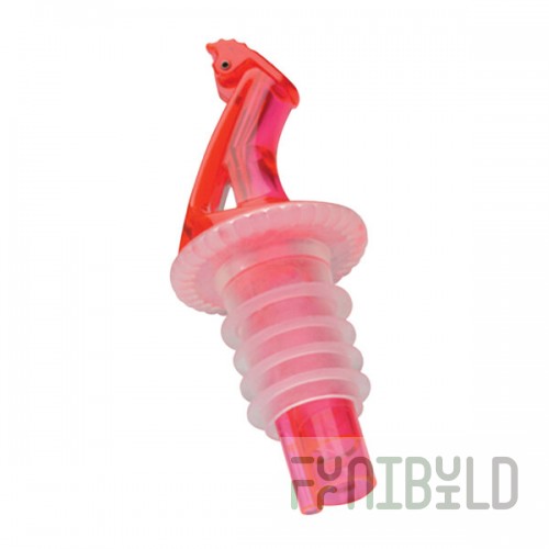 Precision Pours 999 WR F Watermelon Red Free Flow Liquor Pourer with Fliptop - 12/Pack