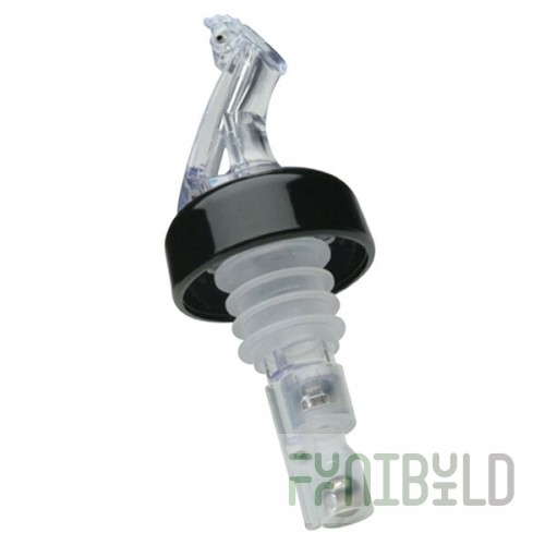 Precision Pours 100 CL C/F 1 oz. Crystal Clear Measured Liquor Pourer with Collar and Fliptop - 12/Pack