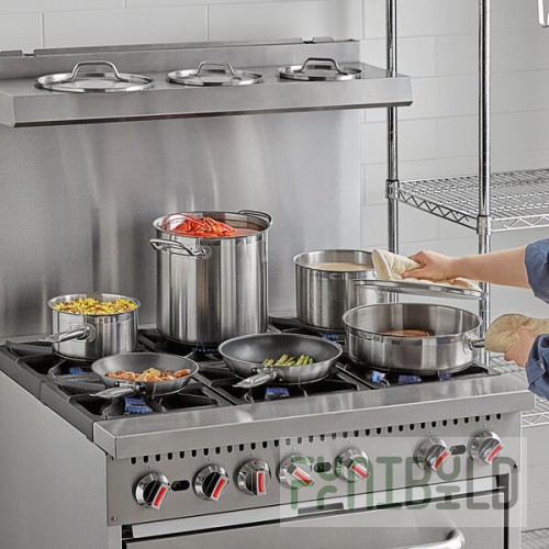 Vollrath Optio 10-Piece Induction Ready Stainless Steel Cookware Set with 2 Sauce Pans, 6 Qt. Saute, 2 Fry Pans, and 11 Qt. Stock Pot