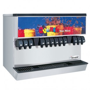 Servend 2706100 MDH-302 12 Valve Sanitary Lever Countertop Ice/Beverage Dispenser with 300 lb. Ice Storage and Internal Carbonator