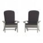 Flash Furniture Charlestown Light Gray Faux Wood Adirondack Chair with Gray Cushions - 2/Set Flash Furniture Charlestown Light Gray Faux Wood Adirondack Chair with Gray Cushions - 2/Set
