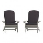 Flash Furniture Charlestown Light Gray Faux Wood Adirondack Chair with Gray Cushions - 2/Set Flash Furniture Charlestown Light Gray Faux Wood Adirondack Chair with Gray Cushions - 2/Set