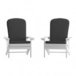 Flash Furniture Charlestown Light Gray Faux Wood Adirondack Chair with Gray Cushions - 2/Set Flash Furniture Charlestown Light Gray Faux Wood Adirondack Chair with Gray Cushions - 2/Set