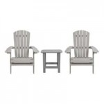 Flash Furniture Charlestown Light Gray Faux Wood Adirondack Chair with Gray Cushions - 2/Set Flash Furniture Charlestown Light Gray Faux Wood Adirondack Chair with Gray Cushions - 2/Set