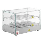 Carnival King HDSG2A Silver Square Glass Full Service Hot Food Display Case with 2 Shelves - 120V, 800W Carnival King HDSG2A Silver Square Glass Full Service Hot Food Display Case with 2 Shelves - 120V, 800W