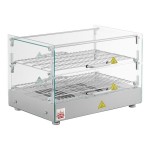 Carnival King HDSG2A Silver Square Glass Full Service Hot Food Display Case with 2 Shelves - 120V, 800W Carnival King HDSG2A Silver Square Glass Full Service Hot Food Display Case with 2 Shelves - 120V, 800W