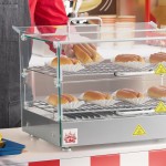 Carnival King HDSG2A Silver Square Glass Full Service Hot Food Display Case with 2 Shelves - 120V, 800W Carnival King HDSG2A Silver Square Glass Full Service Hot Food Display Case with 2 Shelves - 120V, 800W
