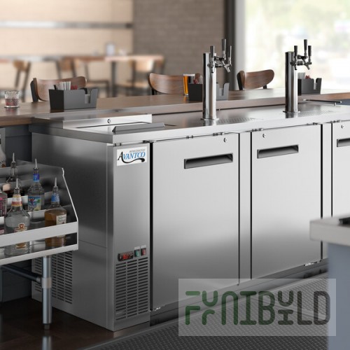Avantco UDD-4-CT-S-6 Stainless Steel Kegerator / Beer Dispenser with (2) Triple Tap Tower and Club Top - (3) 1/2 Keg Capacity