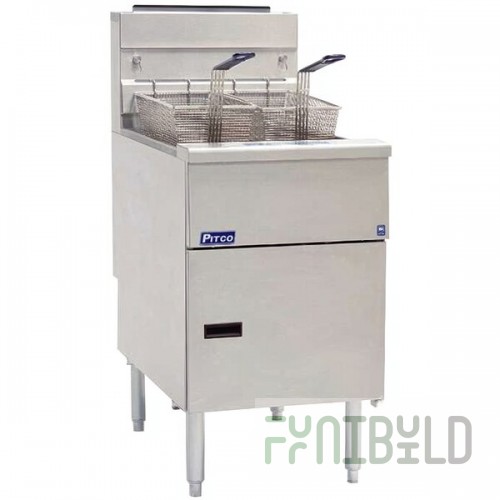 Pitco® SG18SSSTC Natural Gas 70-90 lb.Floor Fryer with Solid State Millivolt Controls - 140,000 BTU