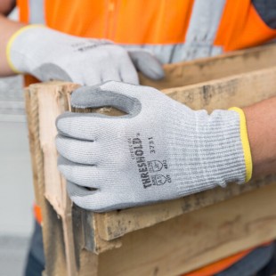 Cordova Threshold Gray HPPE / Steel / Glass Fiber Cut Resistant Gloves with Gray Polyurethane Palm Coating - Extra Large