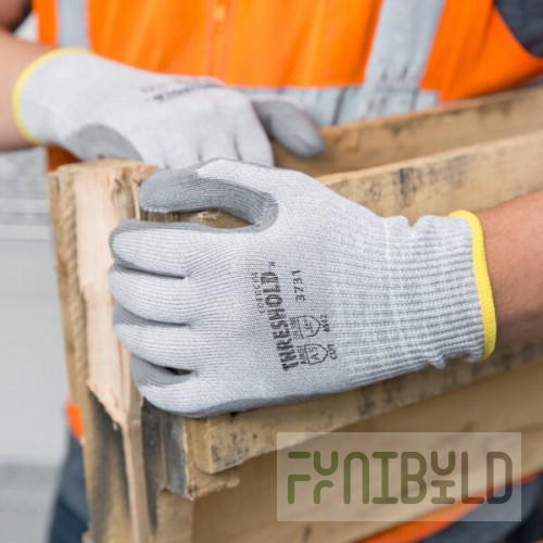 Cordova Threshold Gray HPPE / Steel / Glass Fiber Cut Resistant Gloves with Gray Polyurethane Palm Coating - Extra Large