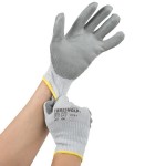 Cordova Threshold Gray HPPE / Steel / Glass Fiber Cut Resistant Gloves with Gray Polyurethane Palm Coating - Extra Large