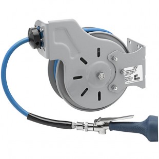 T&S B-7212-08H 15' Open Epoxy Coated Steel Hose Reel with JeTSpray Hi-Flow Spray Valve