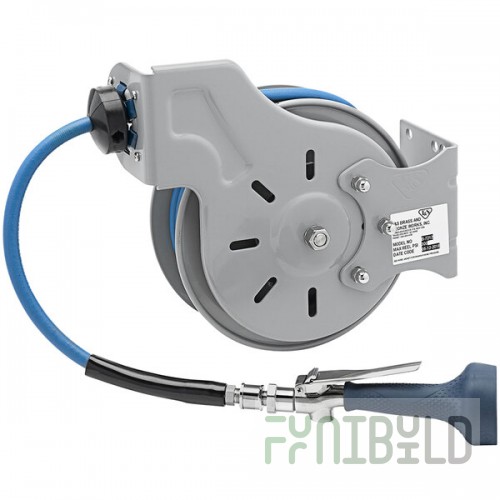 T&S B-7212-08H 15' Open Epoxy Coated Steel Hose Reel with JeTSpray Hi-Flow Spray Valve