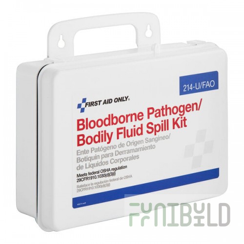 First Aid Only 214-U/FAO 23-Piece Bloodborne Pathogen (BBP) and Bodily Fluid Spill Clean-Up Kit with Plastic Case