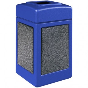 Commercial Zone 720331K StoneTec 42 Gallon Square Blue Open Top Decorative Trash Can with Pepperstone Panels
