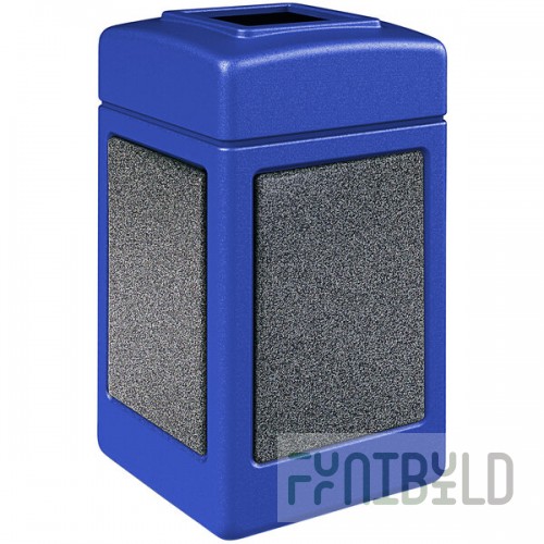 Commercial Zone 720331K StoneTec 42 Gallon Square Blue Open Top Decorative Trash Can with Pepperstone Panels