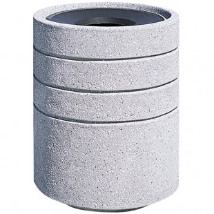 Wausau Tile TF1224 42 Gallon Concrete Round Trash Can with Aluminum Funnel Top