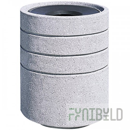 Wausau Tile TF1224 42 Gallon Concrete Round Trash Can with Aluminum Funnel Top