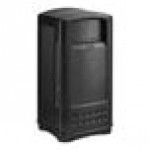 Rubbermaid® FG9P9000BLA Plaza Black Square Junior Container with Side Opening Door 35 Gallon