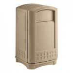 Rubbermaid® FG9P9000BLA Plaza Black Square Junior Container with Side Opening Door 35 Gallon