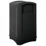 Rubbermaid® FG9P9000BLA Plaza Black Square Junior Container with Side Opening Door 35 Gallon