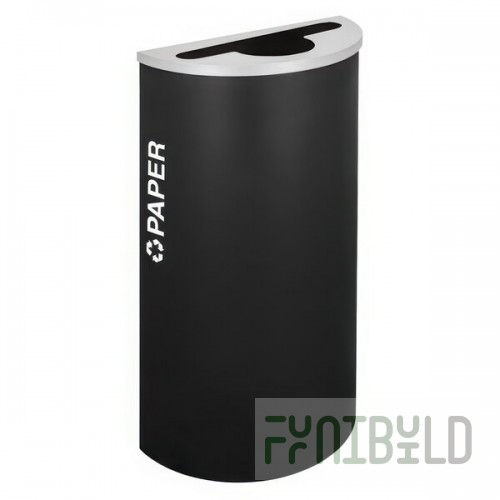 Ex-Cell Kaiser RC-KDHR-P BLX Kaleidoscope Collection Black Texture Half Round 8 Gallon Customizable Paper Receptacle