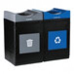 Commercial Zone Avante 110 Gallon Blue / Gray Polyethylene Rectangular Indoor / Outdoor Two-Stream Trash Can / Recycling Bin