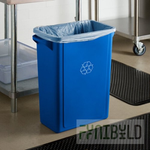 Lavex 16 Gallon Blue Slim Rectangular Recycle Bin