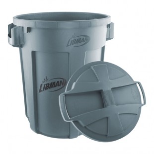 Libman 1464 32 Gallon Gray Round Trash Can and Rounded Lid Libman 1464 32 Gallon Gray Round Trash Can and Rounded Lid