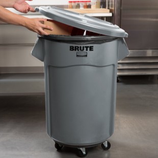 Rubbermaid® BRUTE 55 Gallon Gray Round Trash Can, Lid, and Dolly Kit Rubbermaid® BRUTE 55 Gallon Gray Round Trash Can, Lid, and Dolly Kit