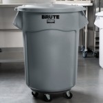 Rubbermaid® BRUTE 55 Gallon Gray Round Trash Can, Lid, and Dolly Kit