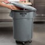 Rubbermaid® BRUTE 55 Gallon Gray Round Trash Can, Lid, and Dolly Kit