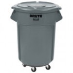 Rubbermaid® BRUTE 55 Gallon Gray Round Trash Can, Lid, and Dolly Kit