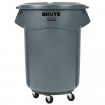 Rubbermaid® BRUTE 55 Gallon Gray Round Trash Can, Lid, and Dolly Kit