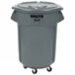 Rubbermaid® BRUTE 55 Gallon Gray Round Trash Can, Lid, and Dolly Kit