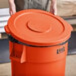 Lavex 44 Gallon Orange Round High Visibility Commercial Trash Can Lid