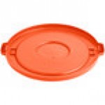 Lavex 44 Gallon Orange Round High Visibility Commercial Trash Can Lid